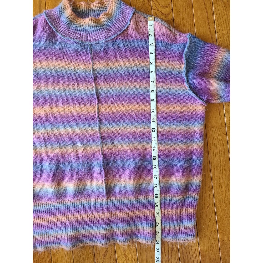 Beach Lunch Lounge Sweater Women's XL 16/18 Purple Orange Stripes Mock Neck Soft - Picture 4 of 7